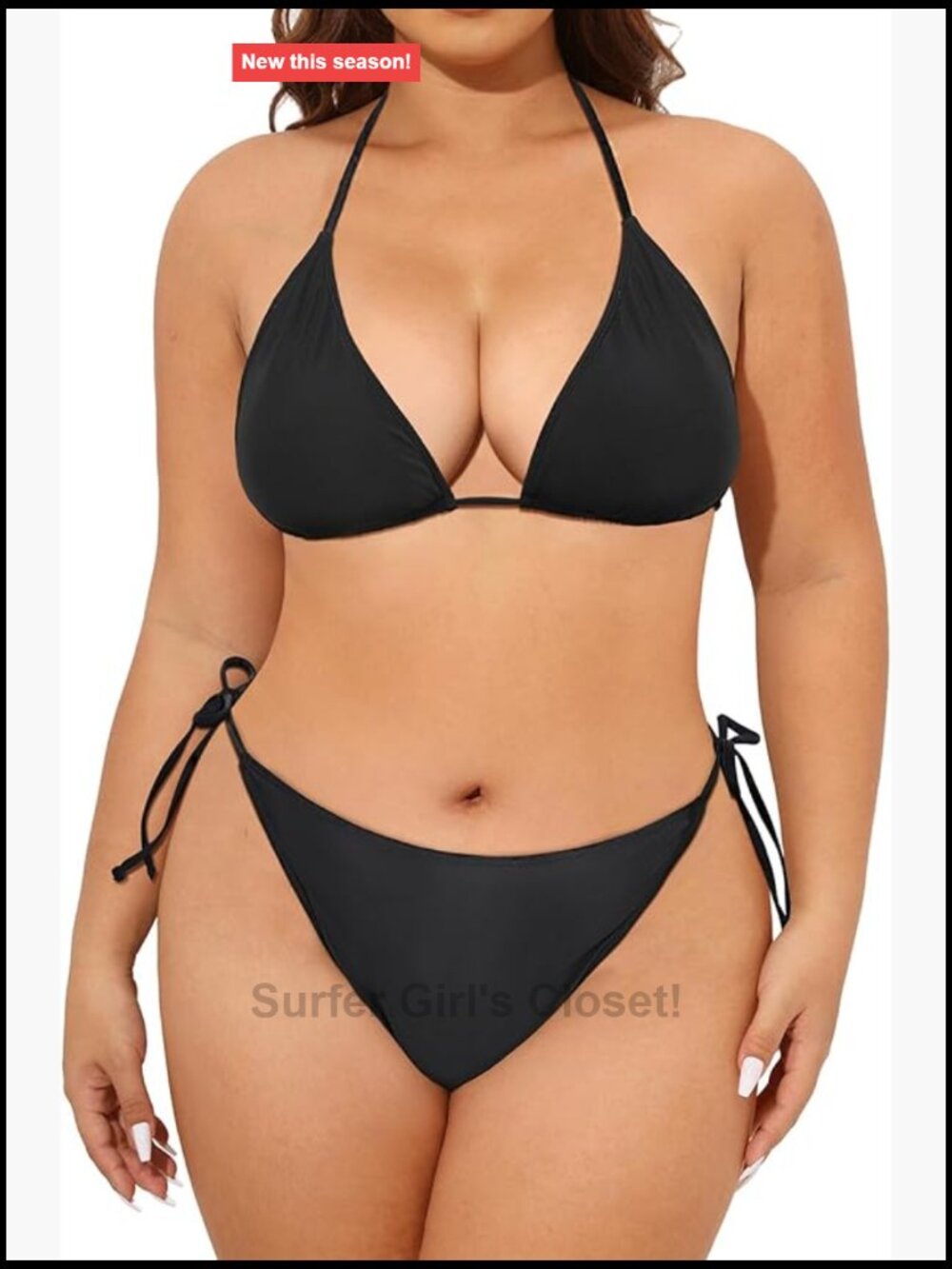 Plus Size Sexy Bikini Set String Triangle Halter Tie Side Swimsuit Two Piece